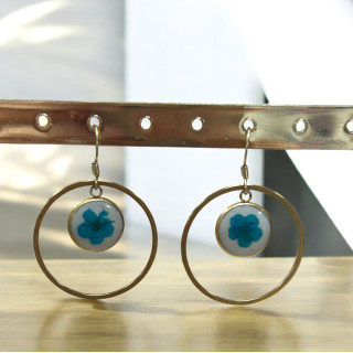 Boucle d'oreilles fleurs bleu