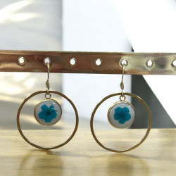 Boucle d'oreilles fleurs bleu