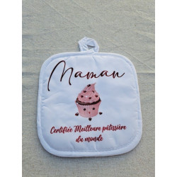 Gant et manique "Maman certifiée meilleure pâtissière du monde"  Accessoire de cuisine