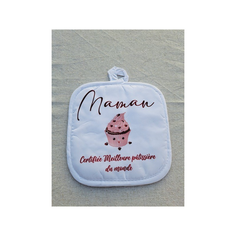 Gant et manique "Maman certifiée meilleure pâtissière du monde"  Accessoire de cuisine