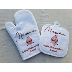 Gant et manique "Maman certifiée meilleure pâtissière du monde"  Accessoire de cuisine