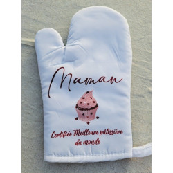 Gant et manique "Maman certifiée meilleure pâtissière du monde"  Accessoire de cuisine
