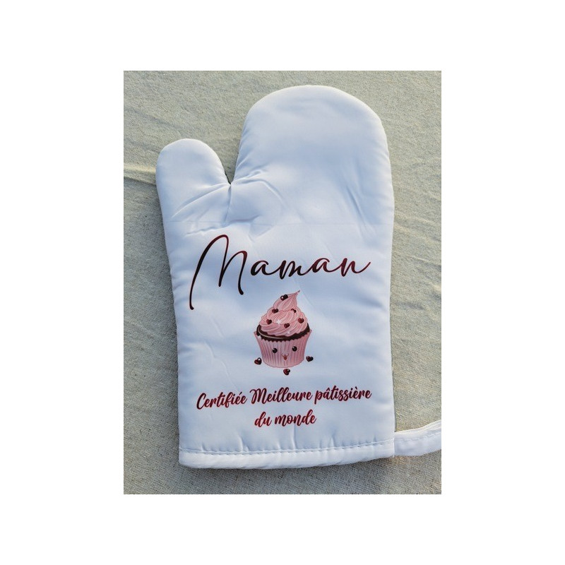 Gant et manique "Maman certifiée meilleure pâtissière du monde"  Accessoire de cuisine