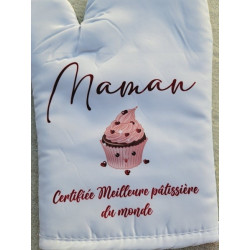Gant et manique "Maman certifiée meilleure pâtissière du monde"  Accessoire de cuisine