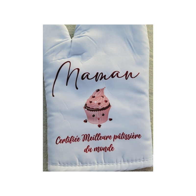 Gant et manique "Maman certifiée meilleure pâtissière du monde"  Accessoire de cuisine