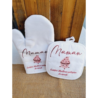 Gant et manique "Maman certifiée meilleure pâtissière du monde"  Accessoire de cuisine