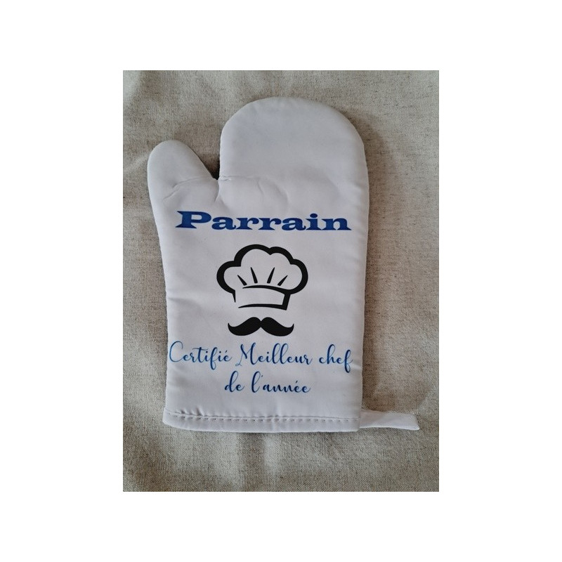 Gant et manique "Parrain certifié meilleur chef de l'année" - Accessoire de cuisine