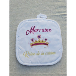 Gant et manique "Marraine Reine de la cuisine" - Personnalisable - Accessoire de cuisine