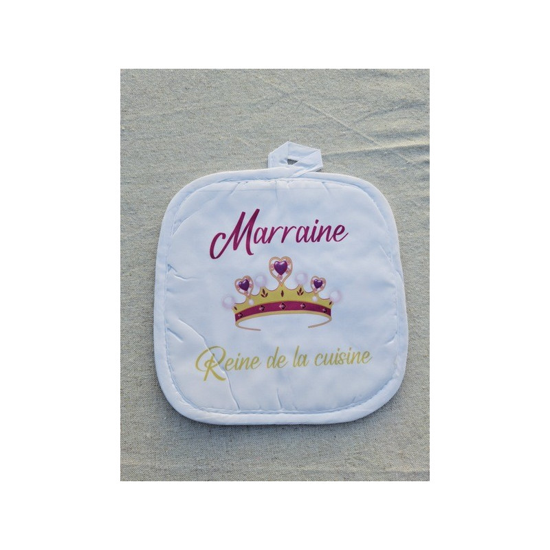 Gant et manique "Marraine Reine de la cuisine" - Personnalisable - Accessoire de cuisine