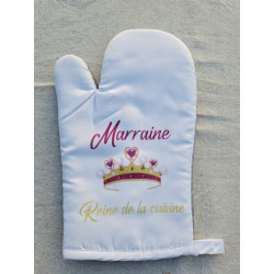 Gant et manique "Marraine Reine de la cuisine" - Personnalisable - Accessoire de cuisine