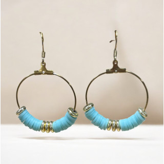 Boucle d'oreilles heishi bleu