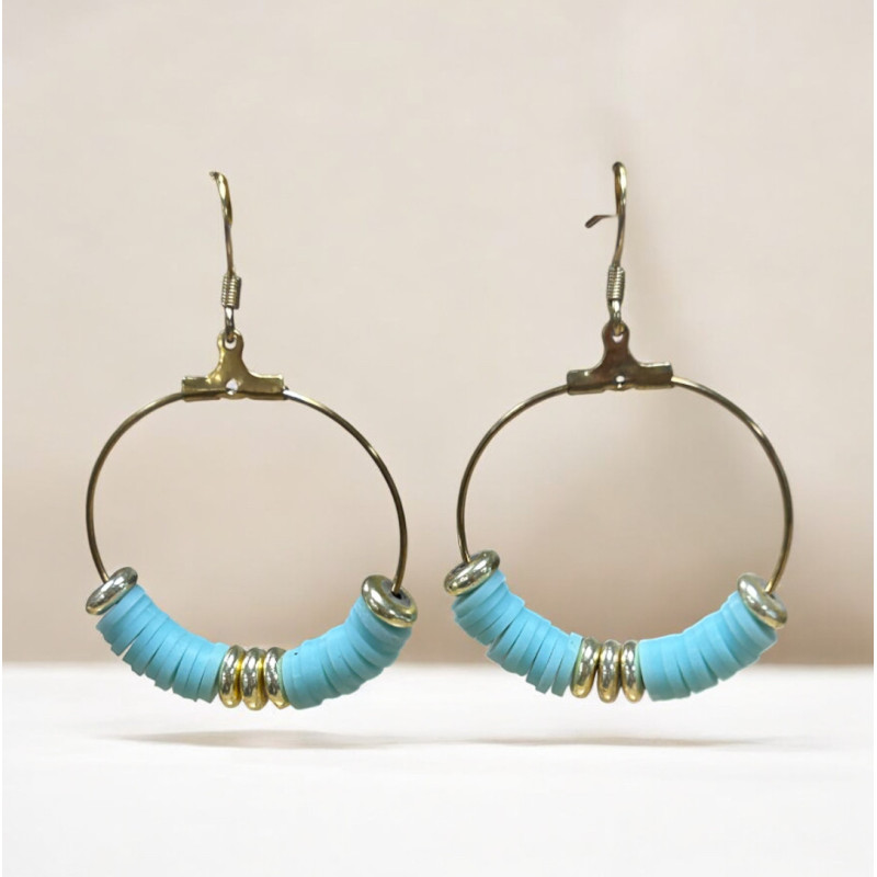 Boucle d'oreilles heishi bleu