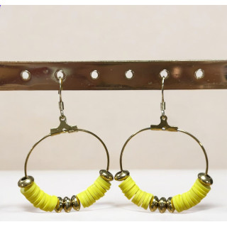 Boucle d'oreilles heishi jaune