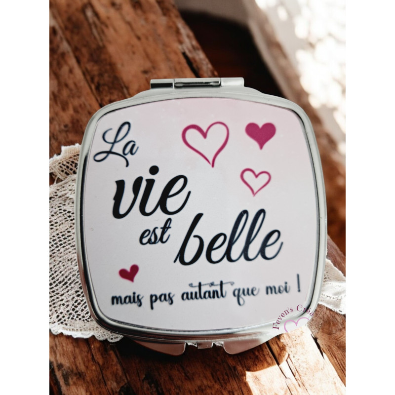 Miroir de poche "La vie est belle"