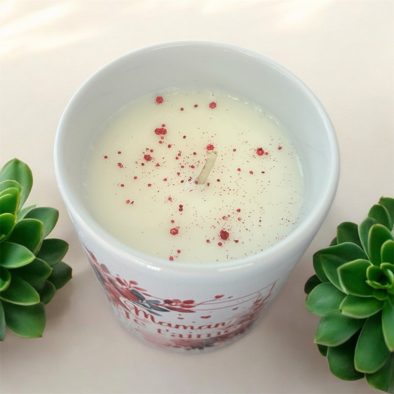Bougie Maman je t'aime parfum Rubis ecarlate