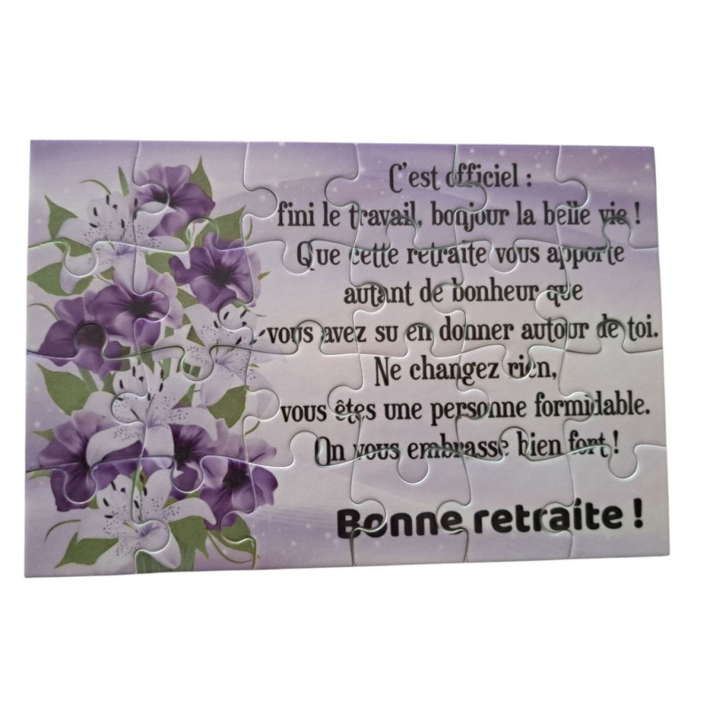 Puzzle personnalisé pour une retraite - 24 pièces avec pochon inclus