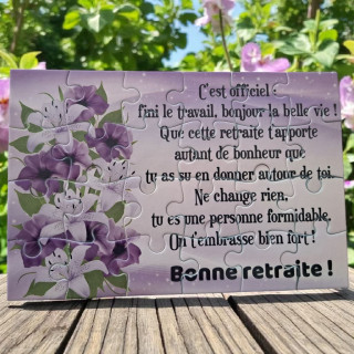 Puzzle personnalisé pour une retraite - 24 pièces avec pochon inclus