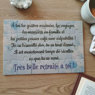 Puzzle personnalisé pour une retraite - 24 pièces avec pochon inclus