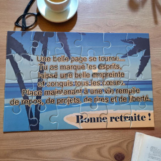 Puzzle personnalisé pour une retraite - 24 pièces avec pochon inclus