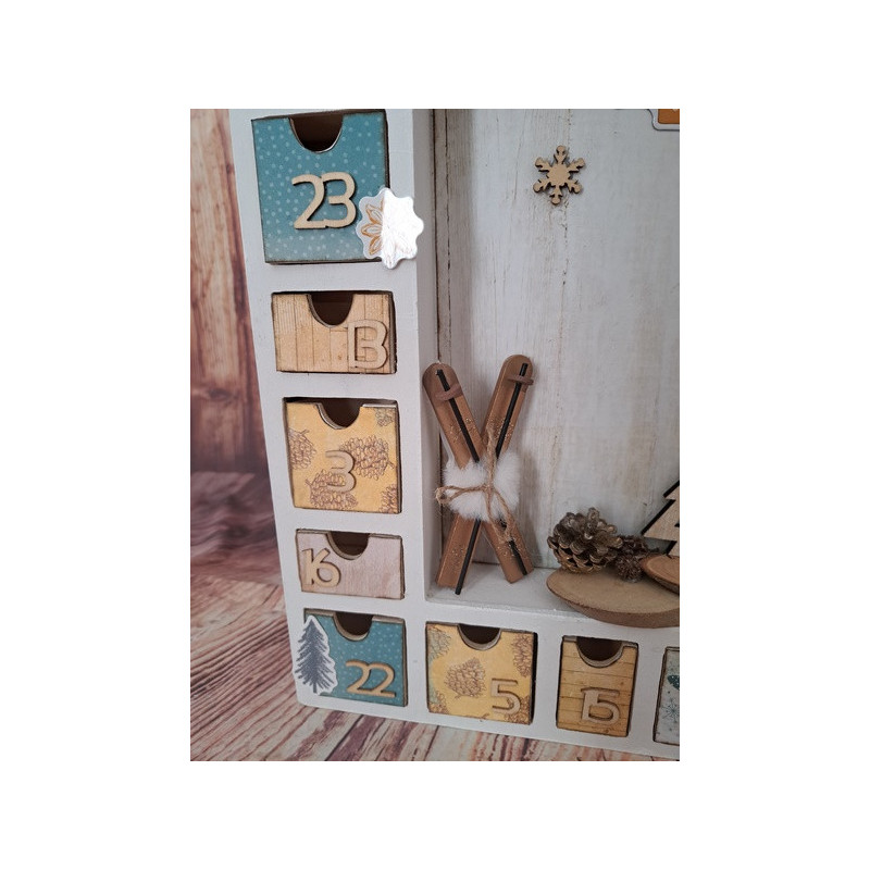 Calendrier de l'avent en bois - Luge