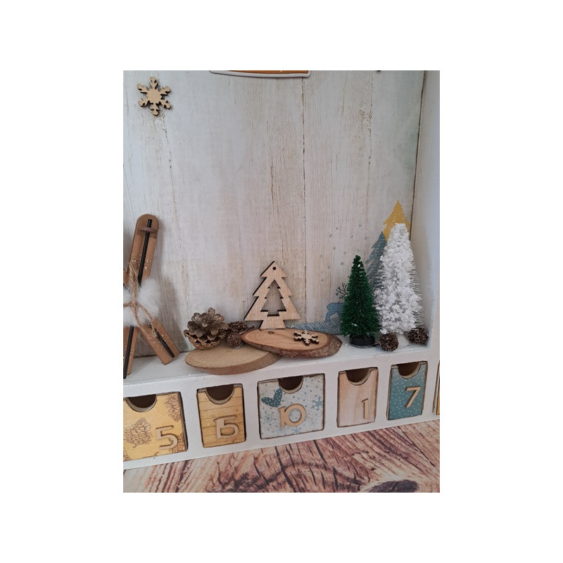 Calendrier de l'avent en bois - Luge