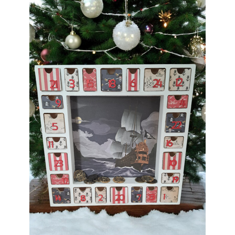 Calendrier de l'avent en bois - Luge