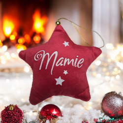 Étoile en tissu effet velours personnalisée – Décoration de sapin
