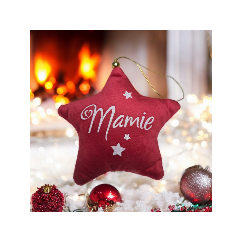 Étoile en tissu effet velours personnalisée – Décoration de sapin