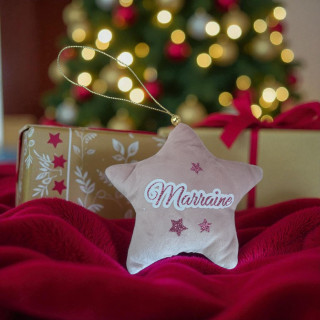 Étoile en tissu effet velours personnalisée – Décoration de sapin