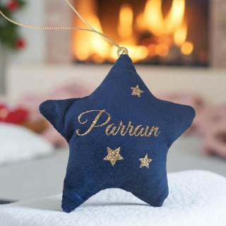 Étoile en tissu effet velours personnalisée – Décoration de sapin