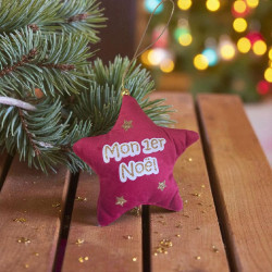 Étoile en tissu effet velours personnalisée – Décoration de sapin