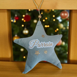 Étoile en tissu effet velours personnalisée – Décoration de sapin
