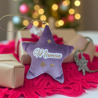 Étoile en tissu effet velours personnalisée – Décoration de sapin