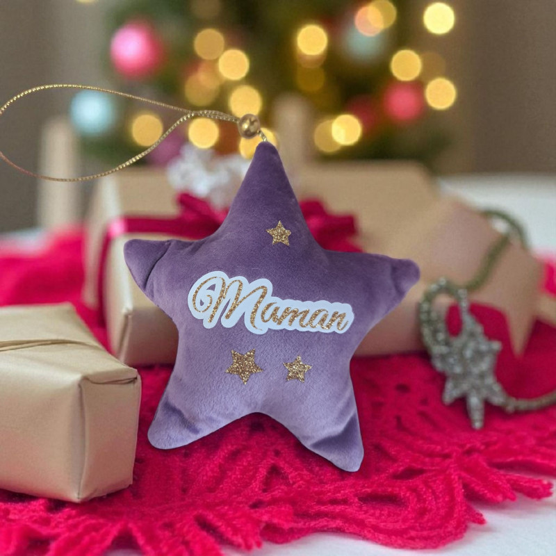 Étoile en tissu effet velours personnalisée – Décoration de sapin