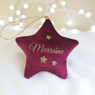 Étoile en tissu effet velours personnalisée – Décoration de sapin