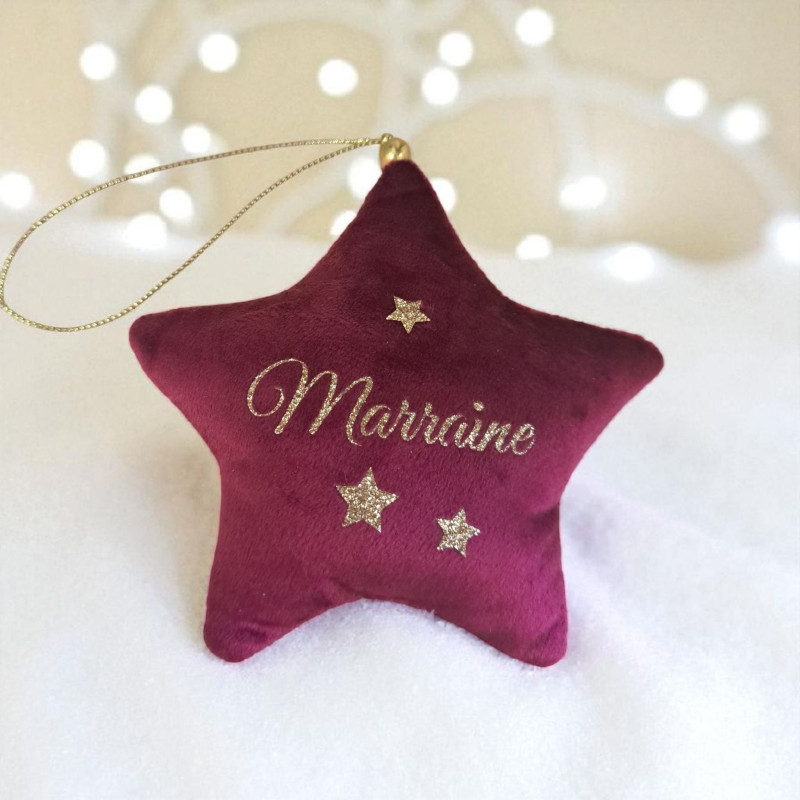Étoile en tissu effet velours personnalisée – Décoration de sapin