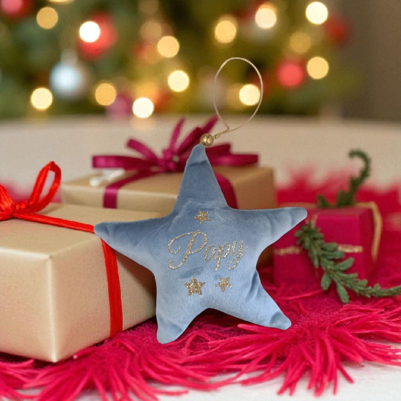 Étoile en tissu effet velours personnalisée – Décoration de sapin
