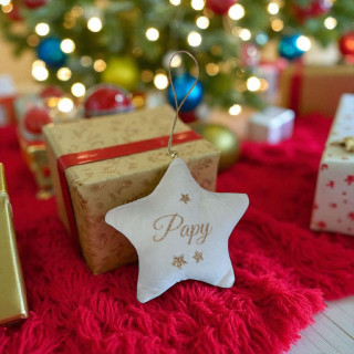 Étoile en tissu effet velours personnalisée – Décoration de sapin