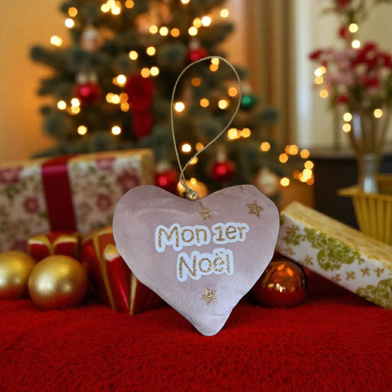 Cœur en tissu effet velours – Mon 1er Noël