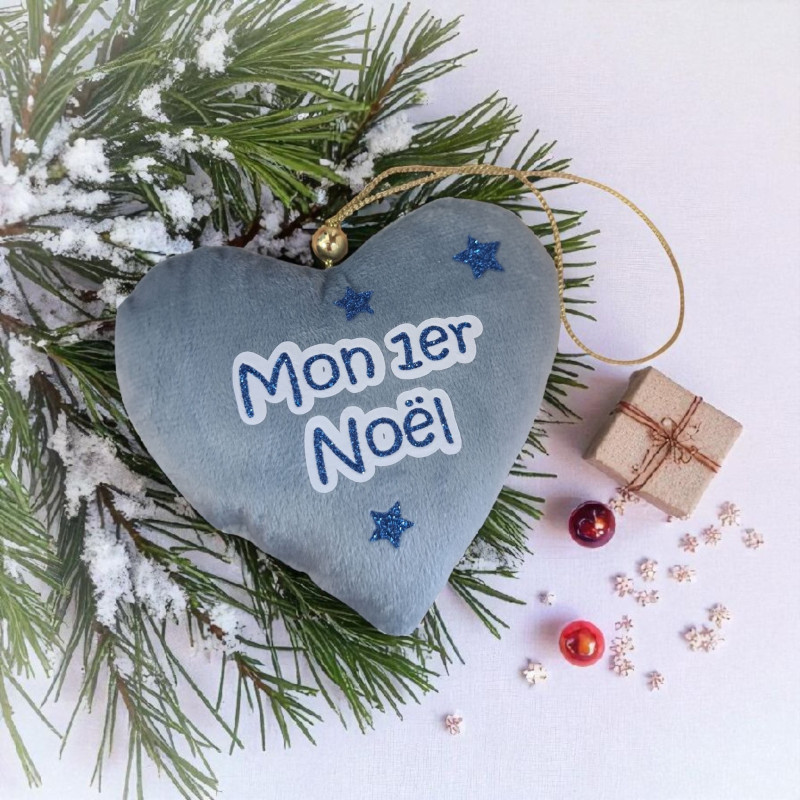 Cœur en tissu effet velours – Mon 1er Noël
