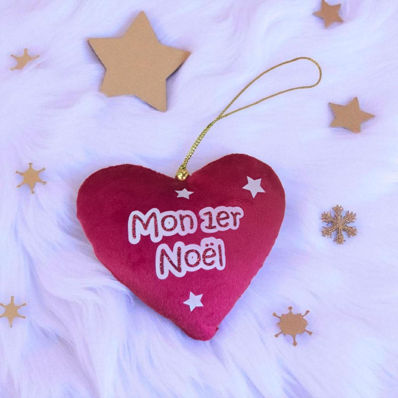 Cœur en tissu effet velours – Mon 1er Noël