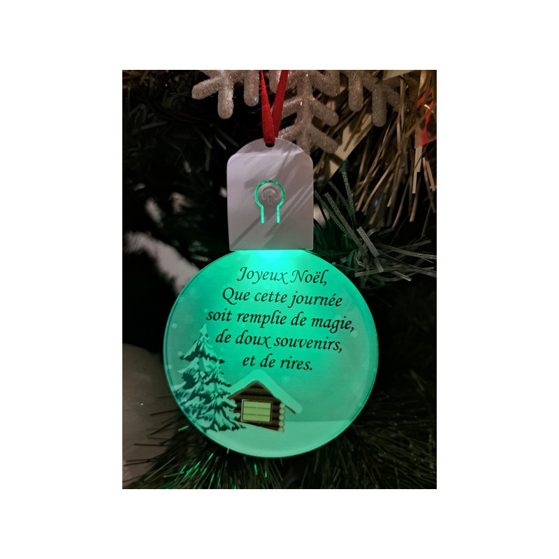 Boule Plate Led "Joyeux Noël"