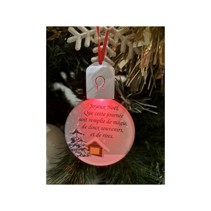 Boule Plate Led "Joyeux Noël"