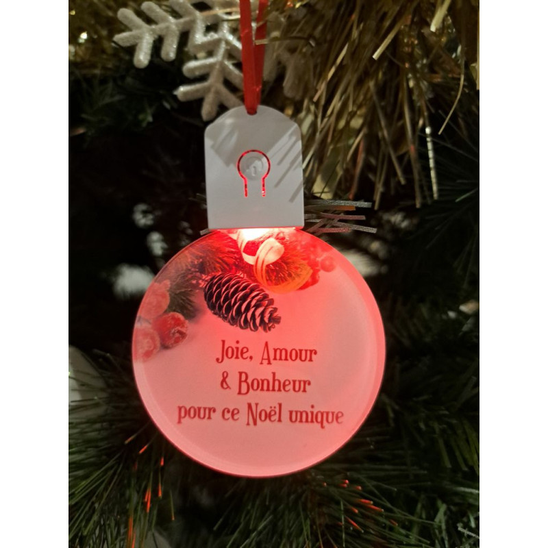 Boule Plate Led "Joyeux Noël"
