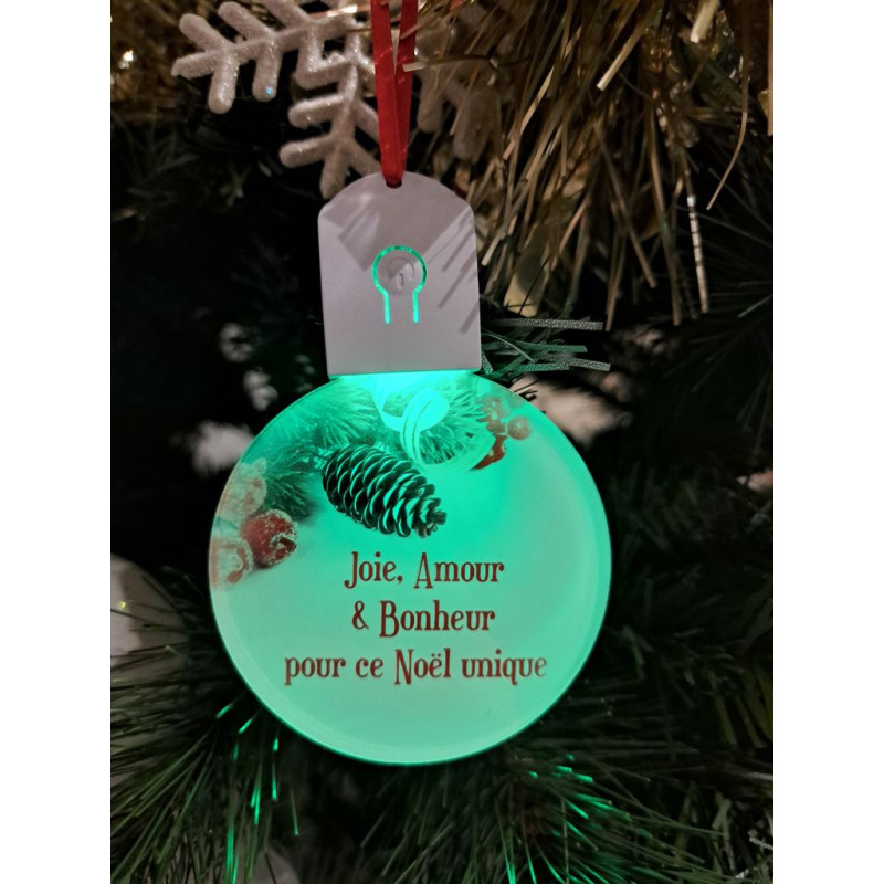 Boule Plate Led "Joyeux Noël"