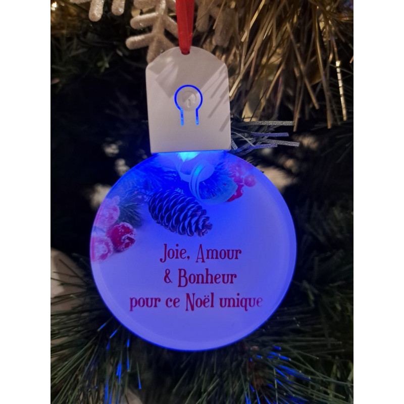 Boule Plate Led "Joyeux Noël"