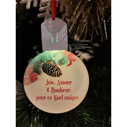 Boule Plate Led "Joyeux Noël"