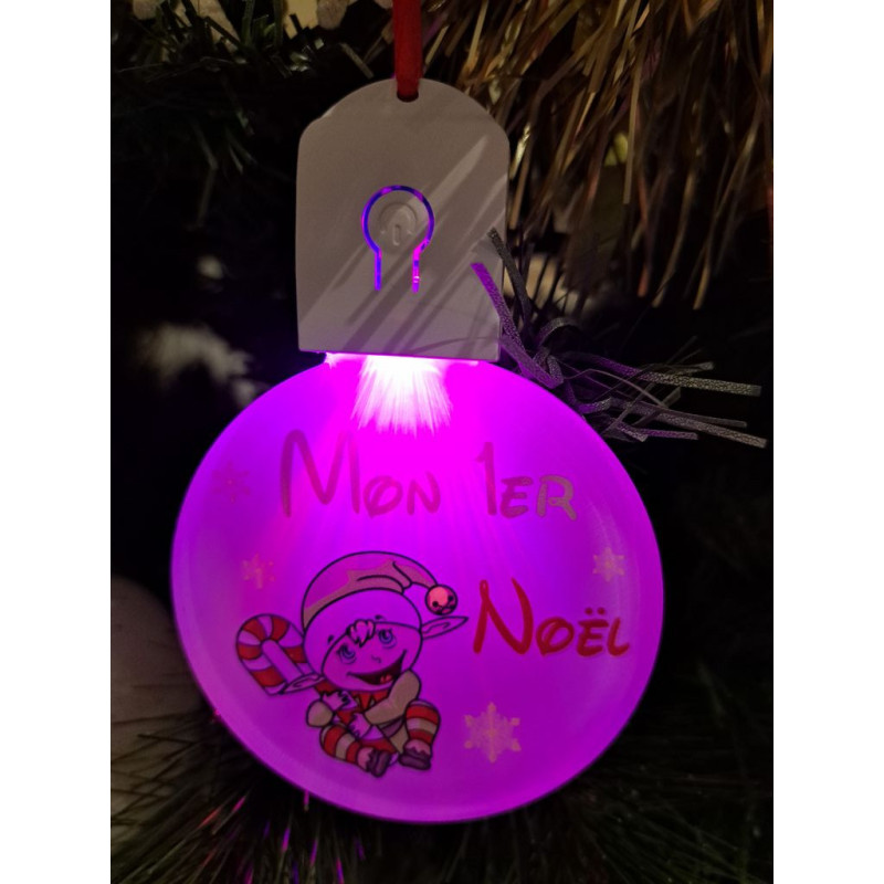 Boule Plate Led "Joyeux Noël"