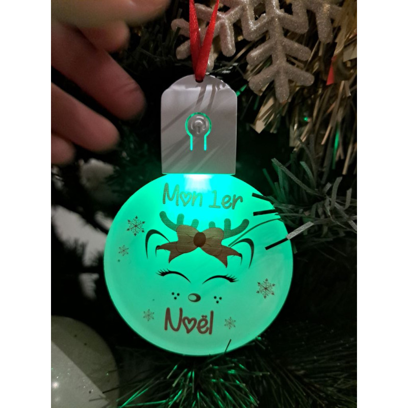 Boule Plate Led "Joyeux Noël"