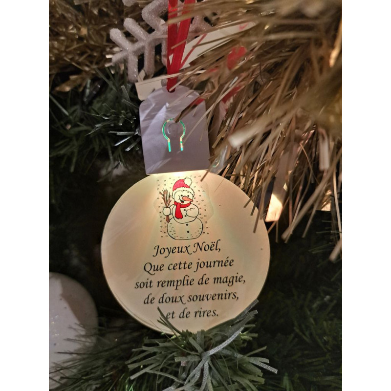 Boule Plate Led "Joyeux Noël"